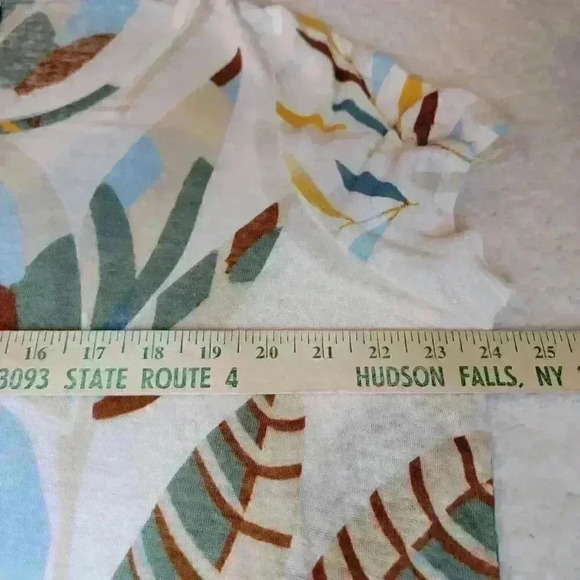 Cynthia Rowley Linen Top Womens 1X Boho Flowy Fall Floral Leaves Lagenlook - Picture 11 of 16